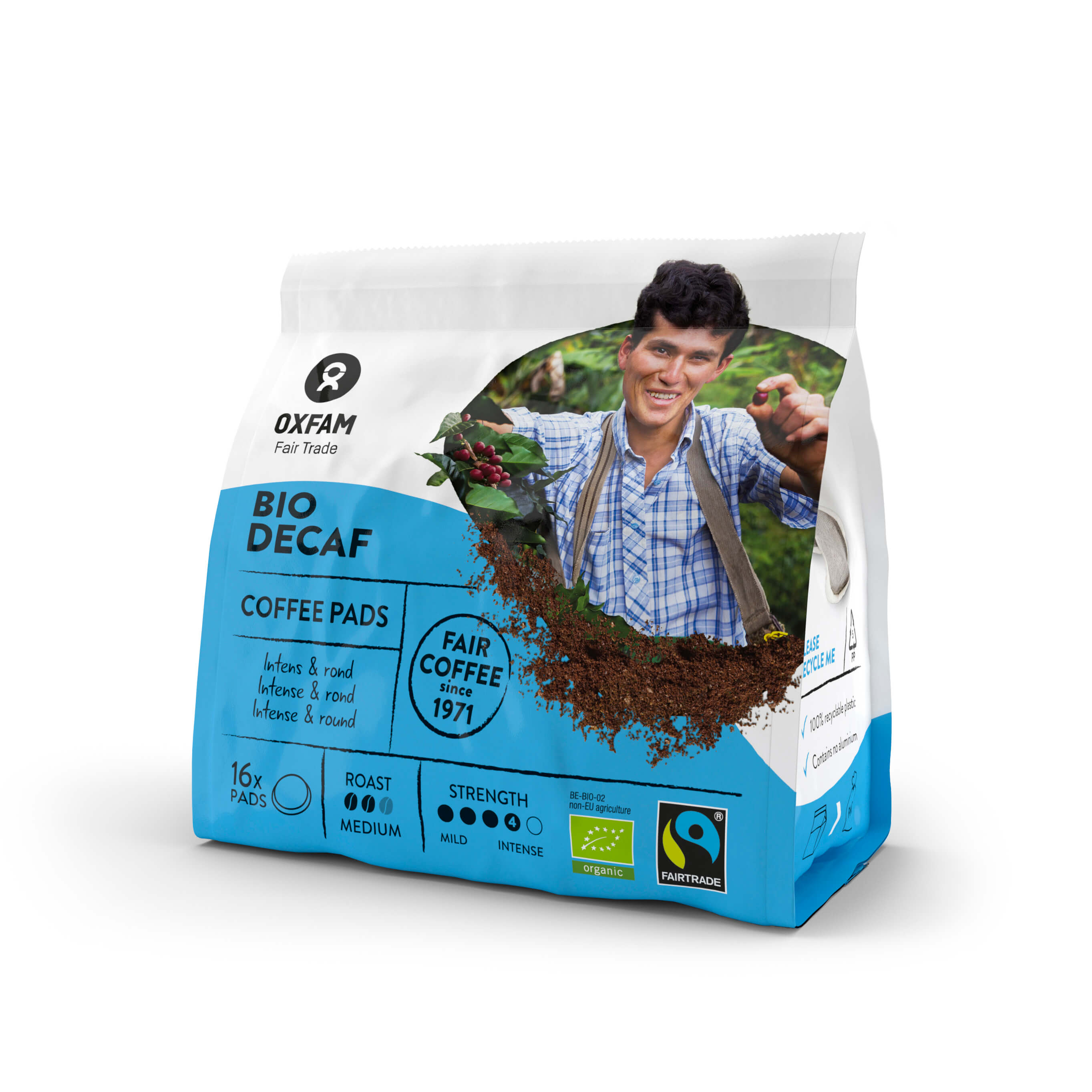 Oxfam Koffiepads decaf bio 16st